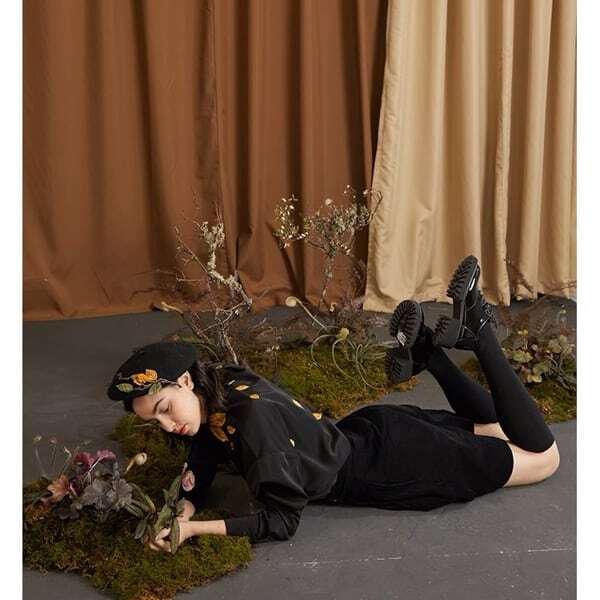 リーフ刺繍シャツブラウス C0076