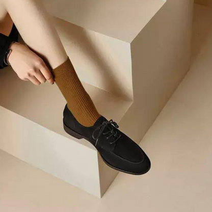 【２color】レトロデザインレースアップローファー　AU-283