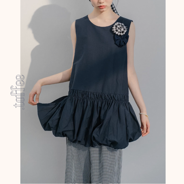 【2color】ふんわり咲く花モチーフのバルーンワンピース《Z01073》