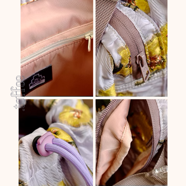 フラワーモチーフダブルジップ リュックサック《Z00937》