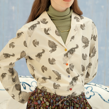 アニマルプリントヴィンテージシャツ　Z00600