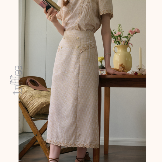 レトロ調ハイウエストAラインロングスカート　Z00783