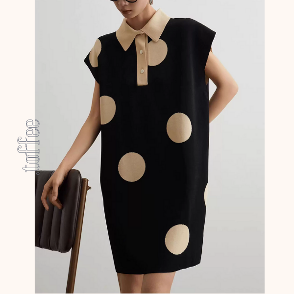 ラージドットフレンチスリーブミニワンピース《Z00943》