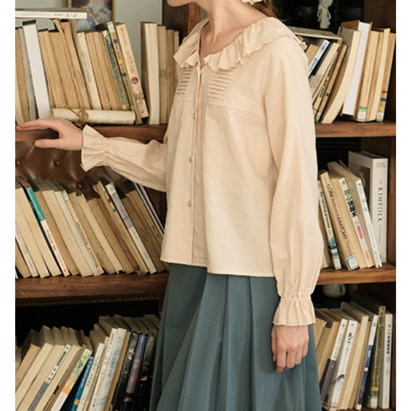 【2color】フリルカラーブラウス X-321