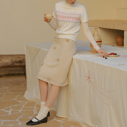 リボン＆立体フラワーAラインスカート《Z00821》