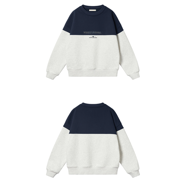 【2color】レター刺繍バイカラースウェット　Z00554