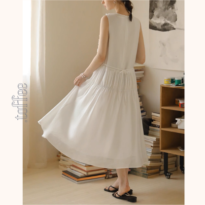 フラワー立体装飾ノースリーブティアードワンピース《Z00887》