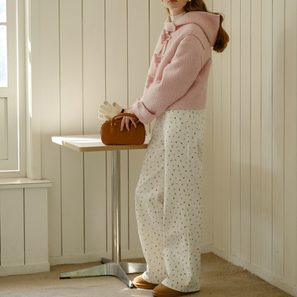 小花柄ワイドレッグカジュアルパンツ Z00017