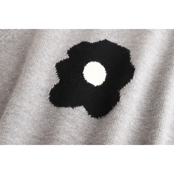 【3color】シンプルフラワーニットベスト X-335