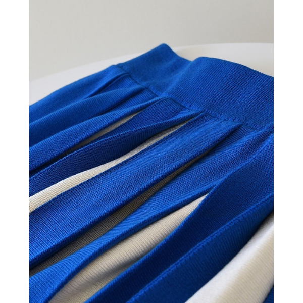 【６color】バイカラープリーツスカート w-079