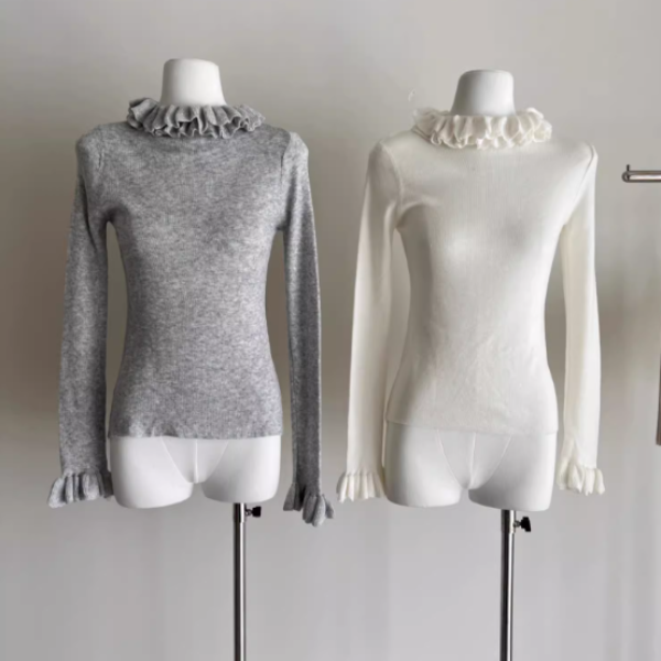 【4color】フリルネックトップ Z00040