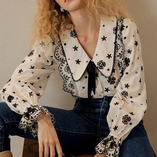 レース×キャンディースリーブのブラウス sp0191