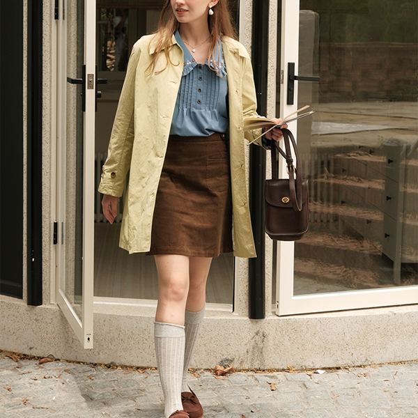 【2color】クラシカルミドル丈Aラインコート　《Z00749》