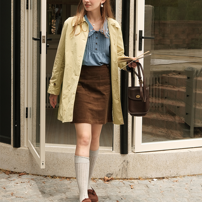 【2color】クラシカルミドル丈Aラインコート　《Z00749》