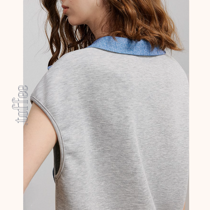 斜めラインVネックフレンチスリーブトップス《Z00922》