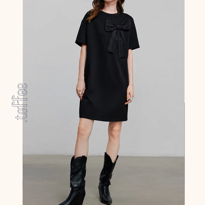 ビッグリボンデザインAラインミニ丈ワンピース《Z00931》