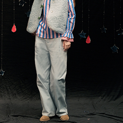 【2color】ルーズストライプカフパンツ　Z00602