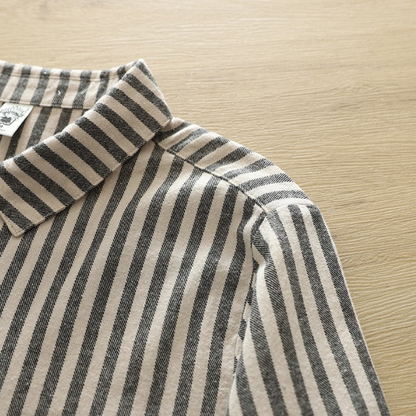 【4color】胸ポケット付きストライプ柄ボタンダウンシャツ　《Z00727》