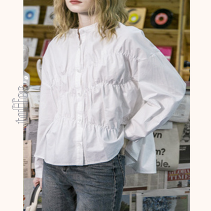 【2color】コットンペプラムブラウス　Z00479