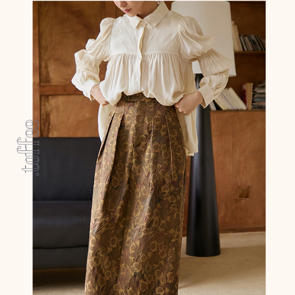 パフスリーブジャガードブラウス　《Z00808》