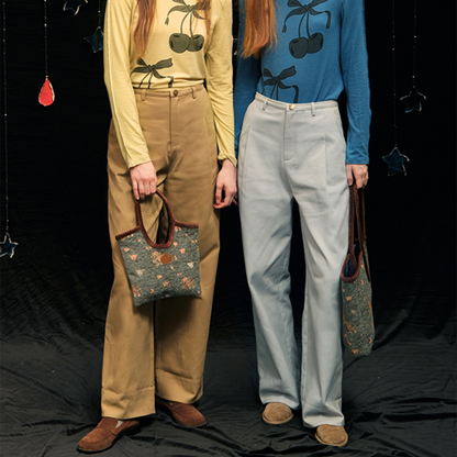 【2color】ルーズストライプカフパンツ　Z00602