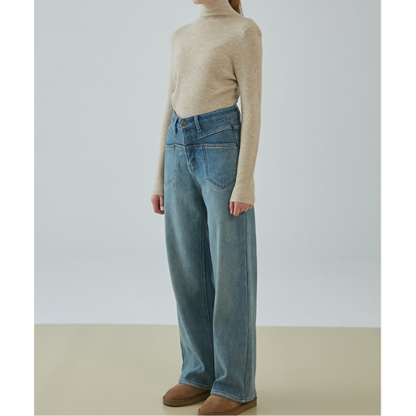 【2color】ハイウエストカジュアルストレートジーンズ X-482