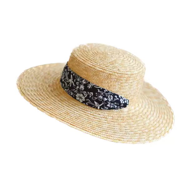 ハーフストラップフラットトップストローハット W-204