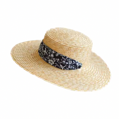 ハーフストラップフラットトップストローハット W-204