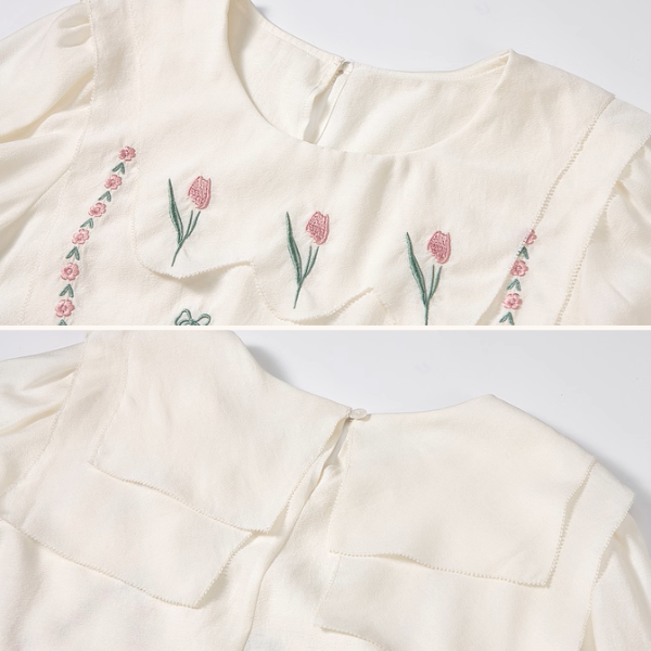 ノスタルジック花刺繍ブラウス《Z01057》