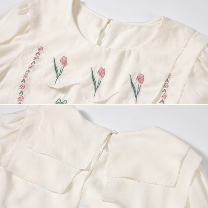 ノスタルジック花刺繍ブラウス《Z01057》