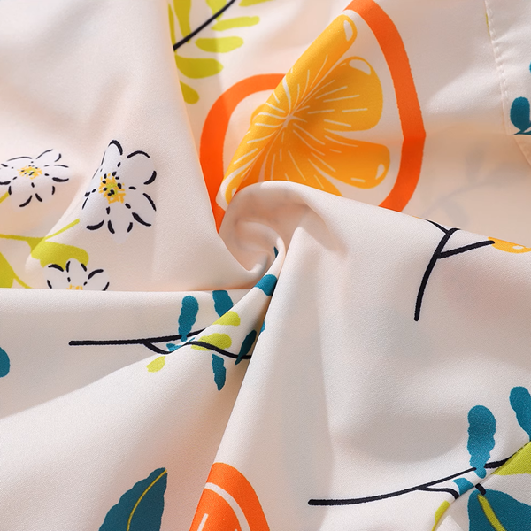 シトラスプリントドローストリングクロップドシャツ《Z00915》