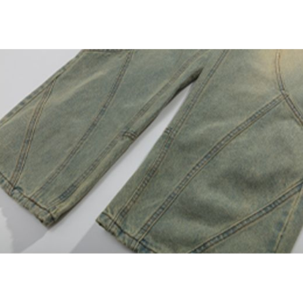【2color】ジッパーデザイン切り替えデニム X-364