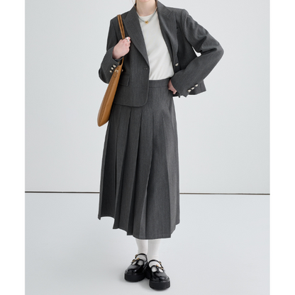 ショートスーツジャケット＆ミドル丈プリーツスカートのセットアップ Z00134