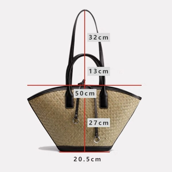 天然ラフィアショルダートートバッグ　　su0044