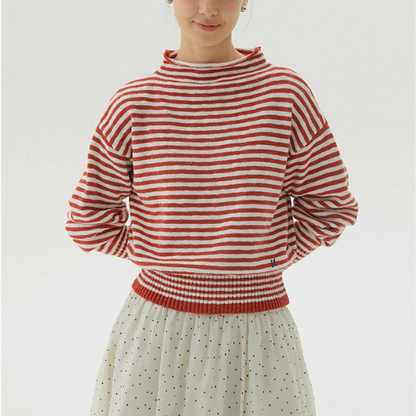 【2color】朝の光をまとうボーダーニット《Z01169》