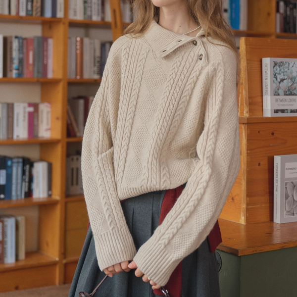 冬の読書室とツイストの記憶ニット《Z01160》