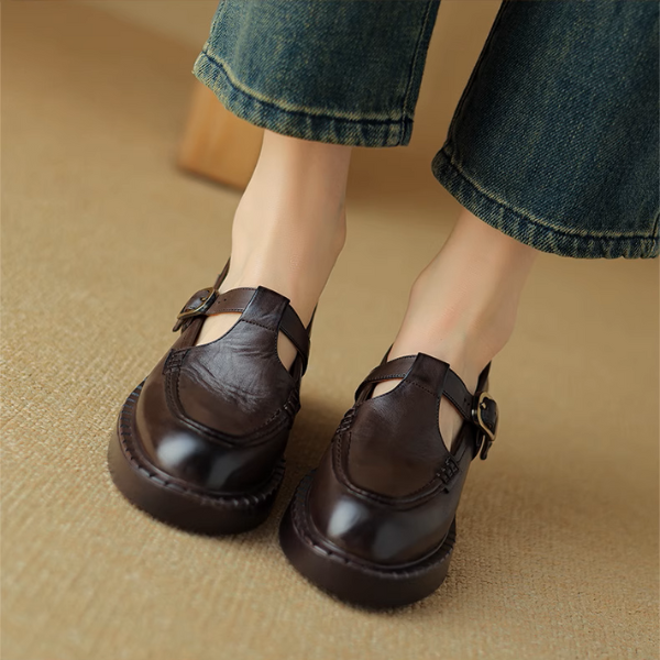 【2color】レトロ感漂う厚底メリージェーンシューズ《Z01100》