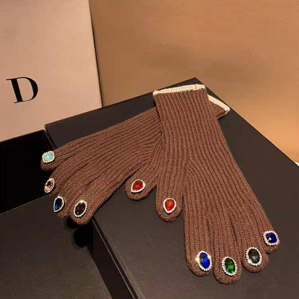 【4color】指先きらめく＊カラフルストーン手袋《Z01193》