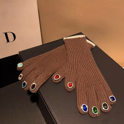 【4color】指先きらめく＊カラフルストーン手袋《Z01193》