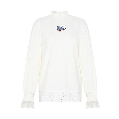 ハーフハイネックレースディテールトップ　《Z00672》