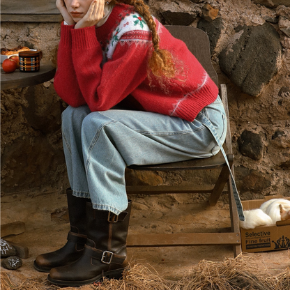 【2color】草花咲くヨーク刺繍のクロップドカーディガン《Z01078》