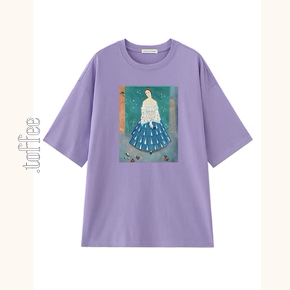 【8color】オーバーサイズドロップショルダープリントTシャツ《Z00994》