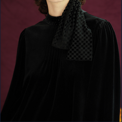 リボン付きブラックミニワンピース Z00086