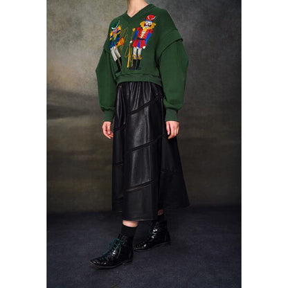 フェイクレザーエスカルゴスカート C0110