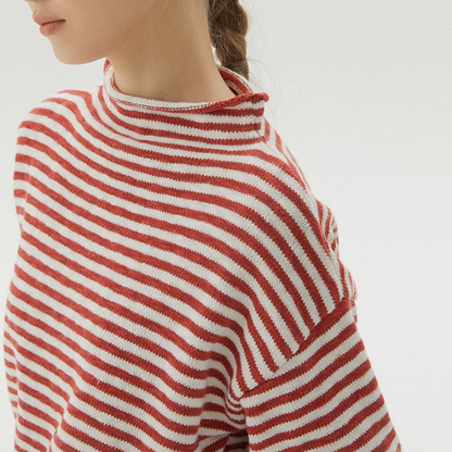 【2color】朝の光をまとうボーダーニット《Z01169》