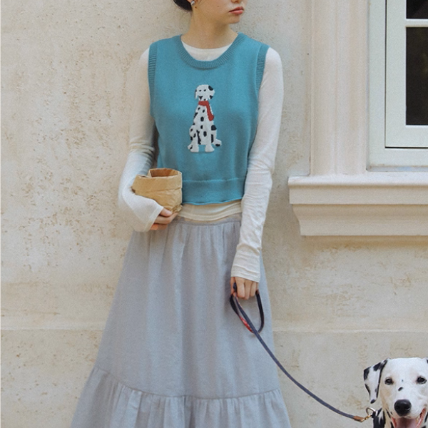 【2color】おうちとダルメシアンの物語ニットベスト《Z01176》