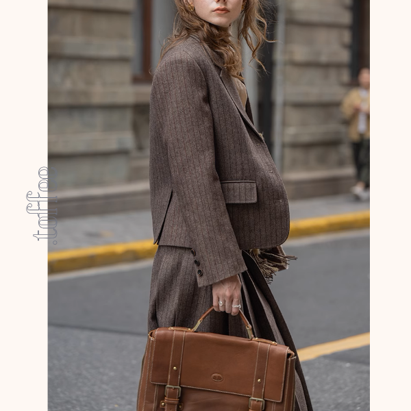 ストライプテーラードジャケット＆ロングプリーツスカートセットアップ《Z00865》