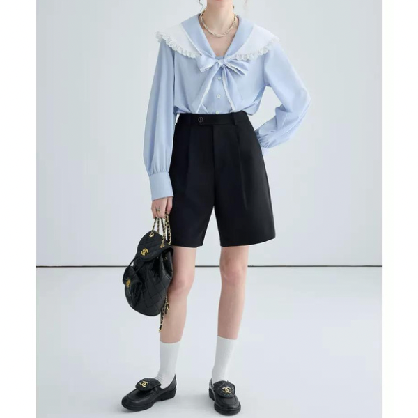 フリルカラーボウタイシャツ w-139