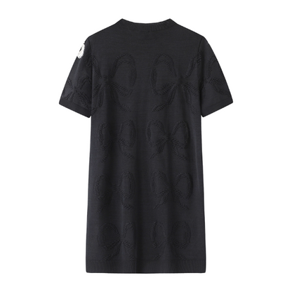 【2color】立体リボン刺繍ニットワンピース《Z01041》