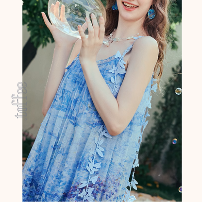 レイヤード風マリンテイストサスペンダーワンピース《Z00970》